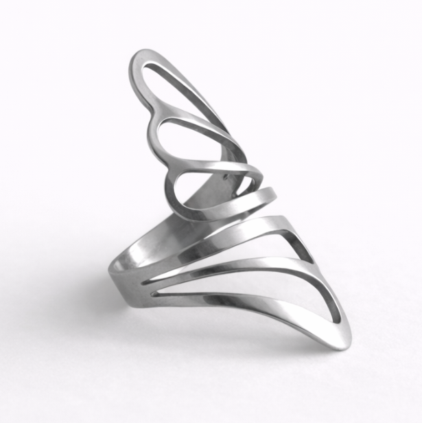 Bague Sculpturale Ouverte en Acier | Design Contemporain