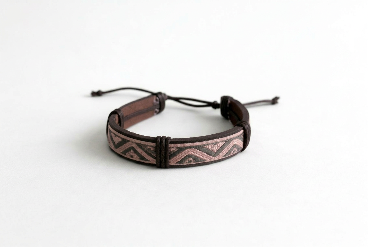 Bracelet à Motifs Graphiques Nude & Anthracite