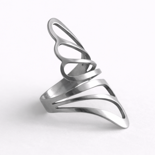 Bague Sculpturale Ouverte en Acier | Design Contemporain