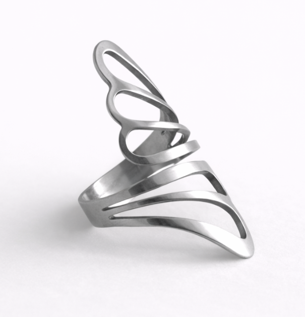Bague Sculpturale Ouverte en Acier | Design Contemporain
