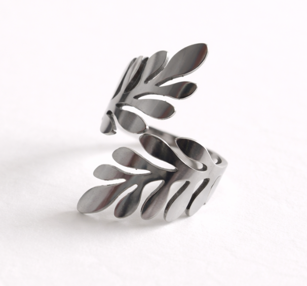 Bague Botanica en Acier | Structure Végétale Polie