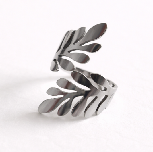 Bague Botanica en Acier | Structure Végétale Polie