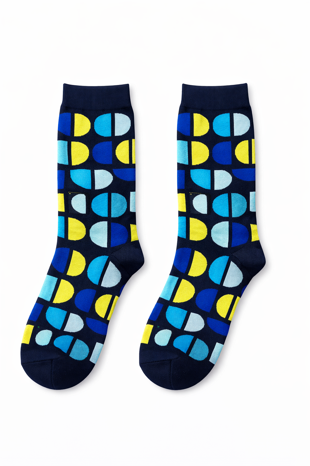 Chaussettes Design Géométrique Bleu, Jaune et Turquoise | Unisexe | 36-40
