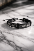 Bracelet Noir à Motifs Graphiques Blancs