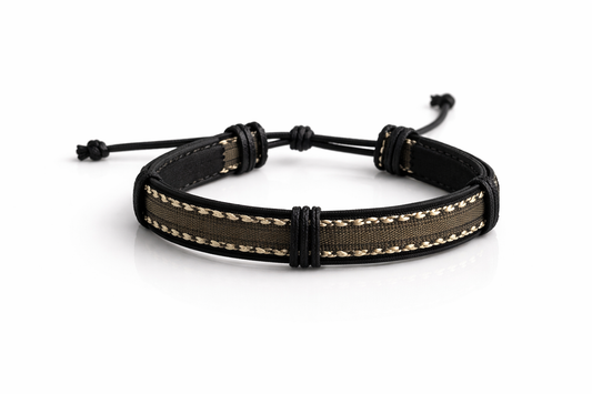 Bracelet tissé noir et doré